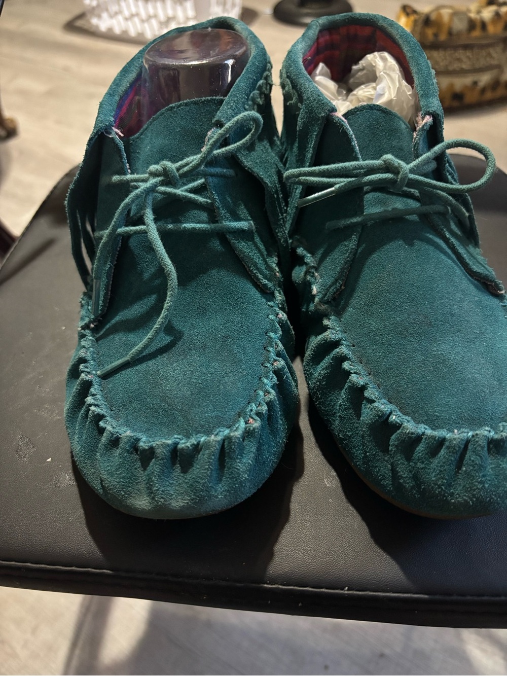 Mossimo Supply Co. Teal Suede Moccasin Ankle Shoes